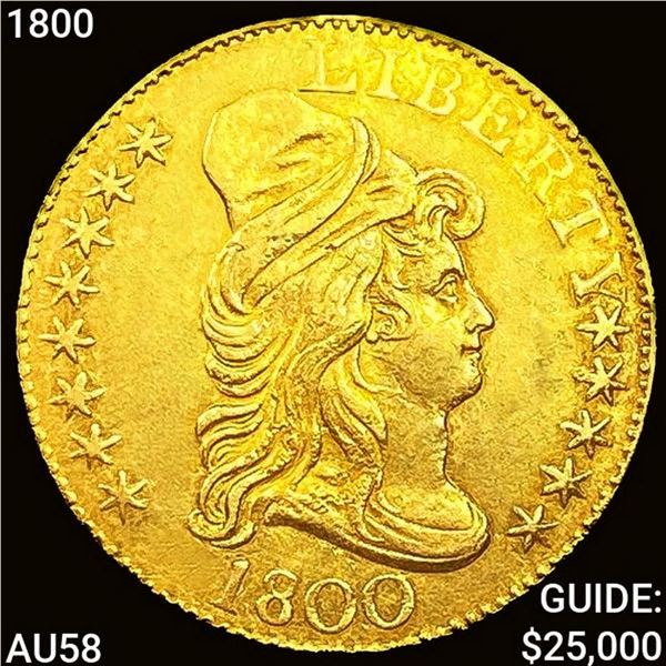 1800 1800 $5 Gold Half Eagle CHOICE AU UNCIRCULATE