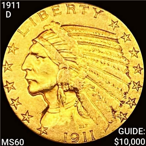 1911 1911-D $5 Gold Half Eagle UNCIRCULATED UNCIRC