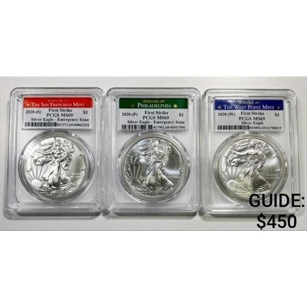 2020-P/S/W 3 Coin American Silver Eagle Set PCGS