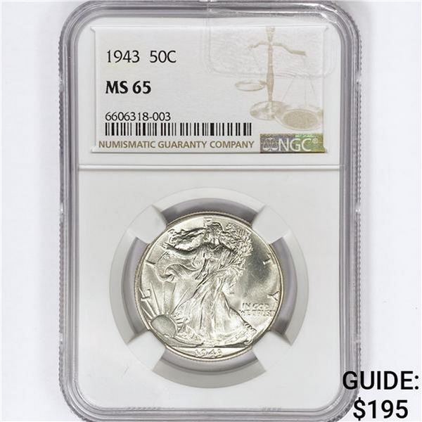 1943 Walking Liberty Half Dollar NGC MS65