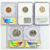 Image 2 : 1938-1972 SET (5) 1 1C,2 5C,1 25C,1 50C NGC,ANACS