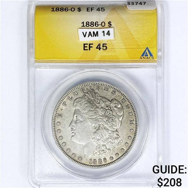 1886-O Morgan Silver Dollar ANACS EF45 VAM14