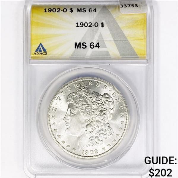 1902-O Morgan Silver Dollar ANACS MS64