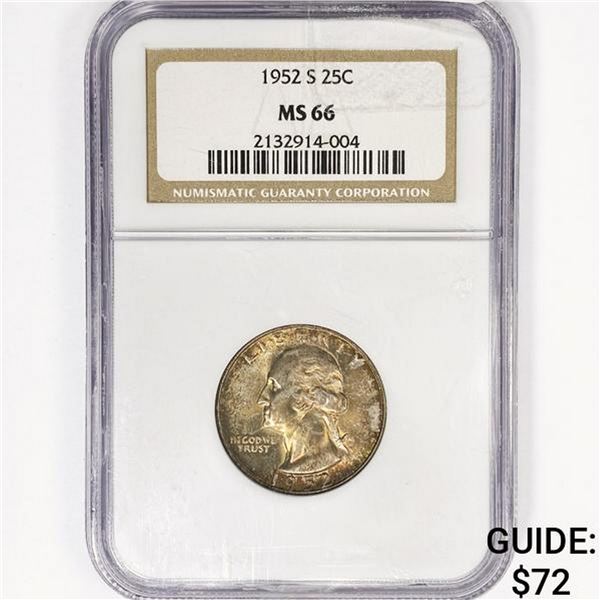 1952-S Washington Silver Quarter NGC MS66