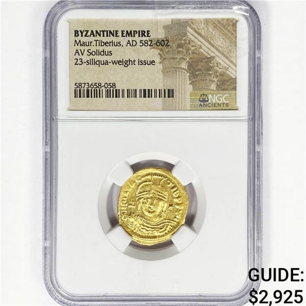 AD 582-602 Byzantine Empire AV Solidus NGC