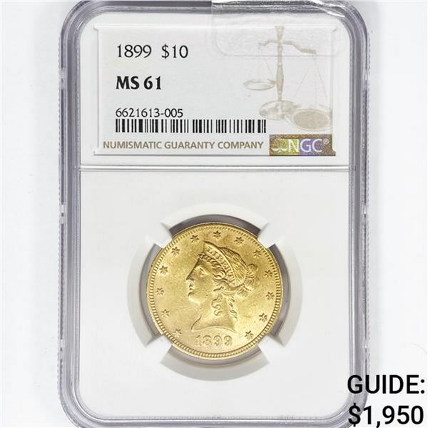 1899 $10 Gold Eagle NGC MS61