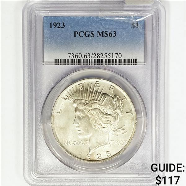 1923 Silver Peace Dollar PCGS MS63