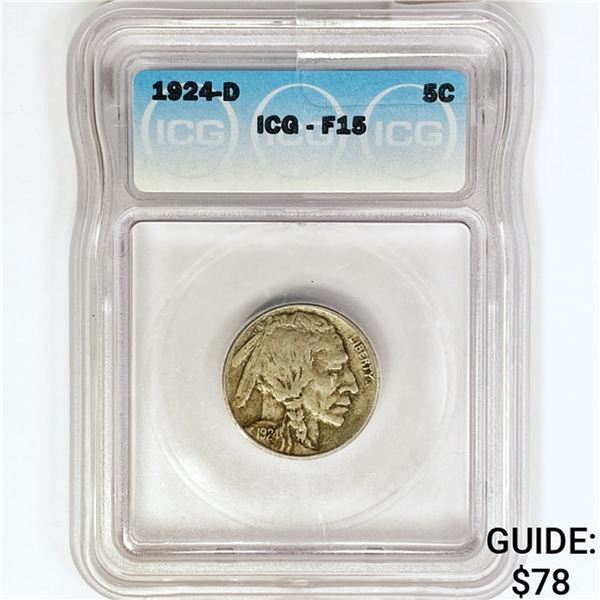 1924-D Buffalo Nickel ICG F15