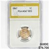Image 1 : 1867 Indian Head Cent PGA MS67 RED