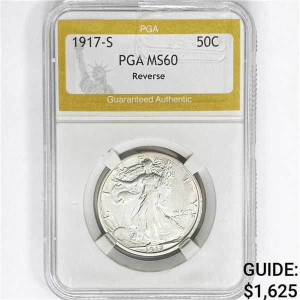 1917-S Walking Liberty Half Dollar PGA MS60 Rev