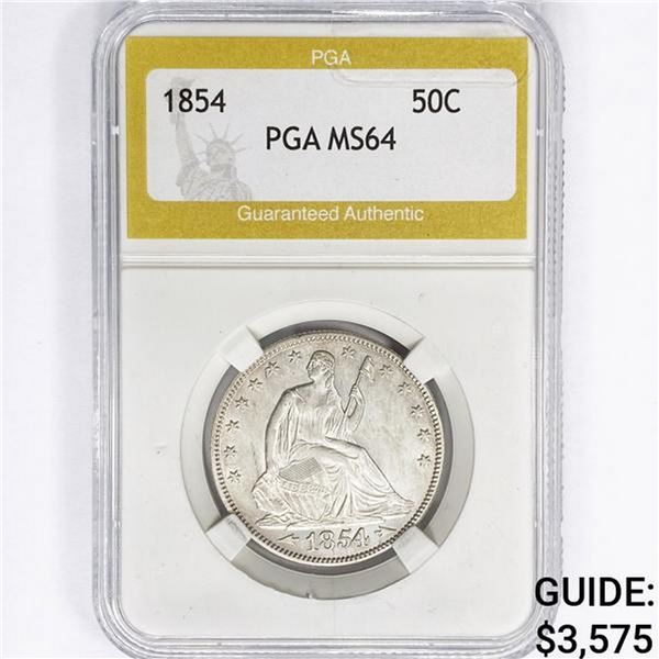 1854 Seated Liberty Half Dollar PGA MS64