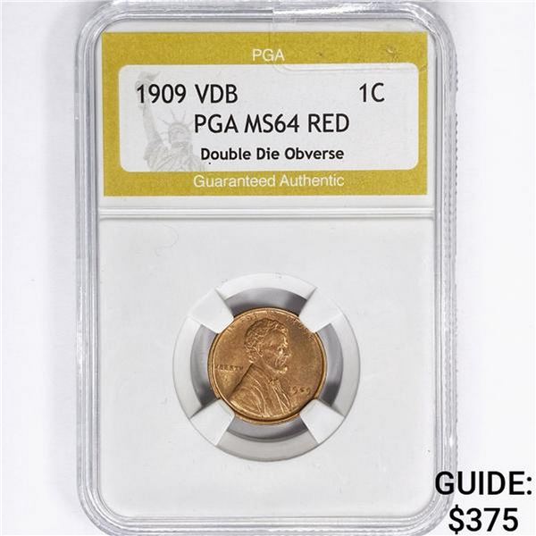 1909 VDB Wheat Cent PGA MS64 DDO RED