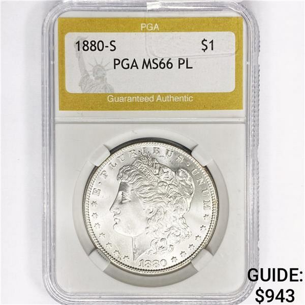 1880-S Morgan Silver Dollar PGA MS66 PL