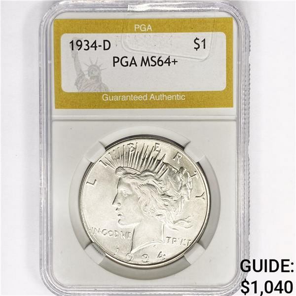 1934-D Silver Peace Dollar PGA MS64+