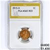 Image 1 : 1915-D Wheat Cent PGA MS65 RED