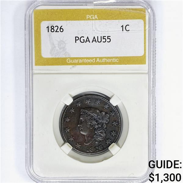 1826 Coronet Head Large Cent PGA AU55