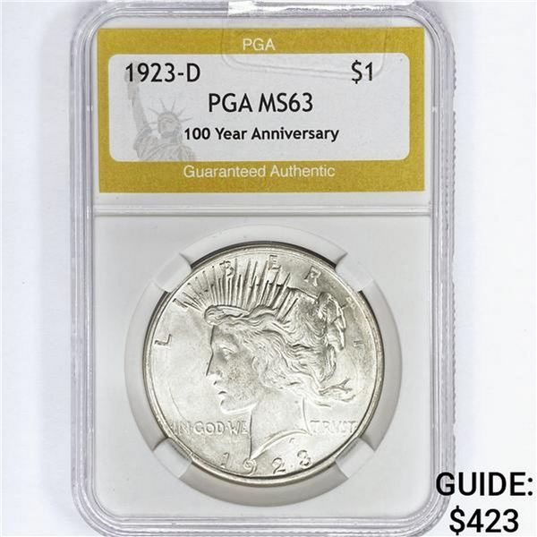 1923-D Silver Peace Dollar PGA MS63 100th Ann.