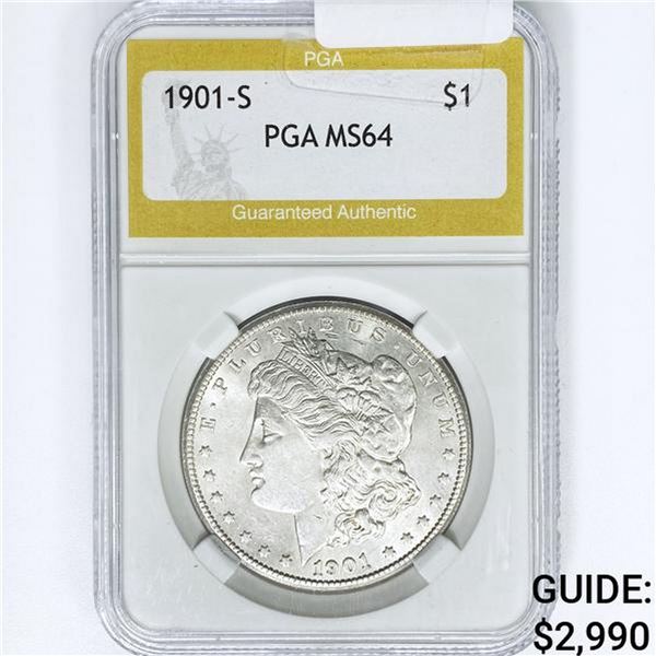 1901-S Morgan Silver Dollar PGA MS64