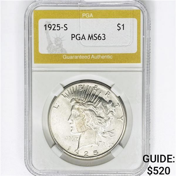 1925-S Silver Peace Dollar PGA MS63