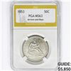 Image 1 : 1853 Arws & Rays Seated Lib. Half Dollar PGA MS63