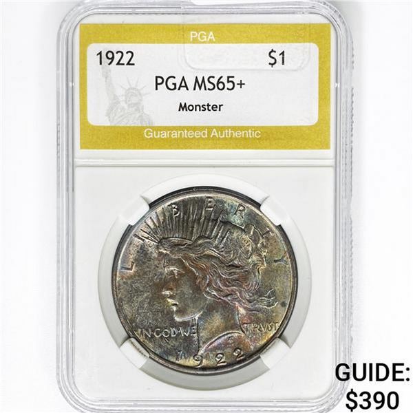 1922 Silver Peace Dollar PGA MS65+ Monster