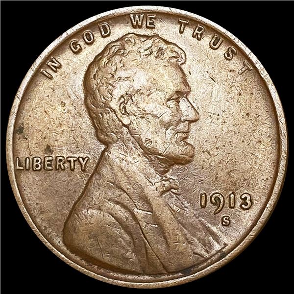 1913-S Wheat Cent NEARLY UNCIRCULATED