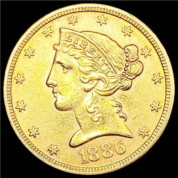 1886-S $5 Gold Half Eagle UNCIRCULATED