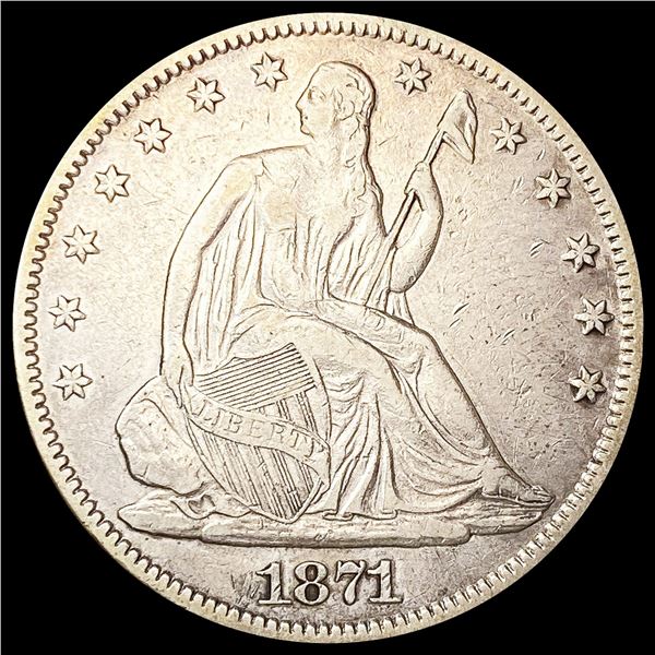 1871 Seated Liberty Half Dollar CLOSELY UNCIRCULAT