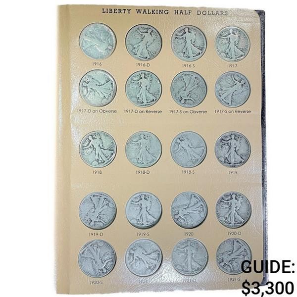 1916-1947 Walking Half Dollar Book (65 Coins)