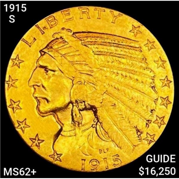 1915 1915-S $5 Gold Half Eagle UNCIRCULATED+ UNCIR