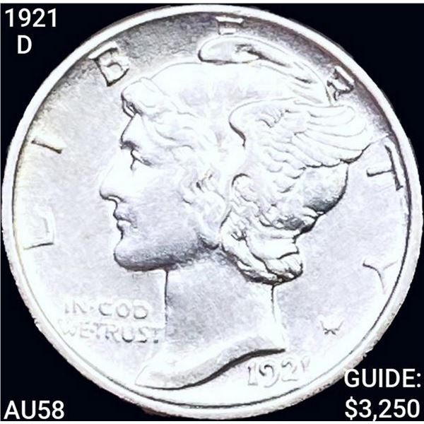 1921-D Mercury Dime CHOICE AU