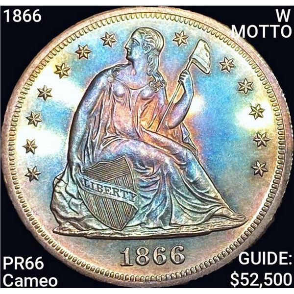 1866 W MOTTO Seated Liberty Dollar ABOUT UNCIRCULA