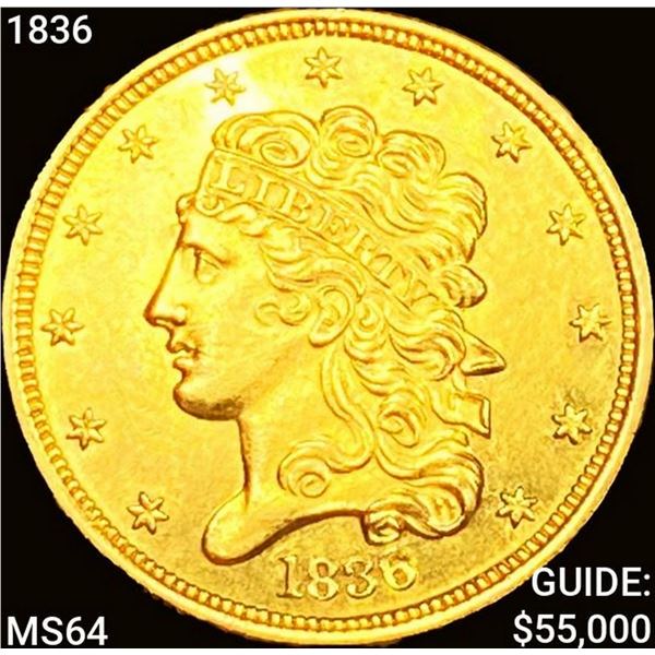 1836 $5 Gold Half Eagle CHOICE BU