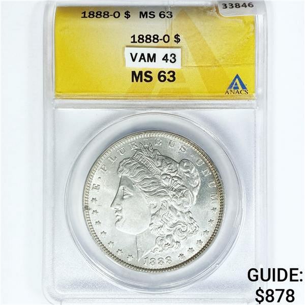 1880-O Morgan Silver Dollar ANACS MS63 VAM 43