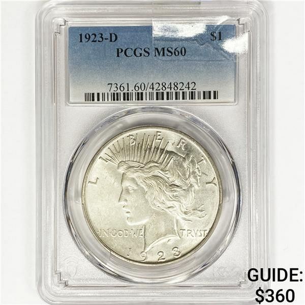 1923-D Silver Peace Dollar PCGS MS60