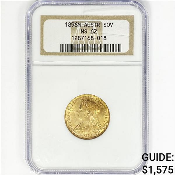 1896M SOV .24oz GB Aust. Gold NGC MS62