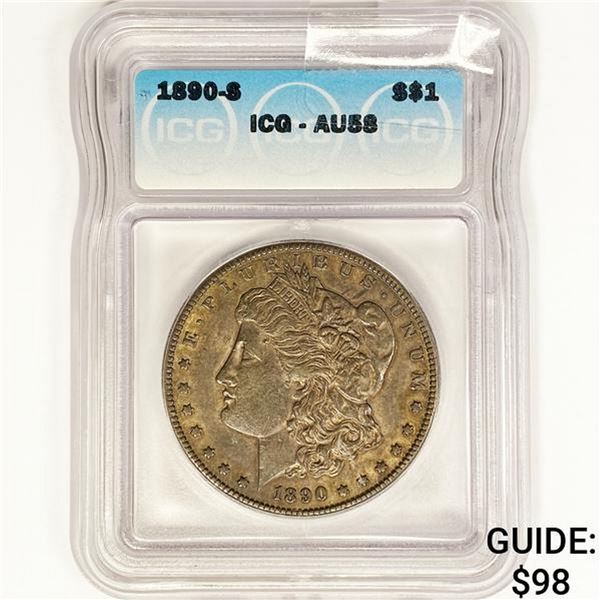 1890-S Morgan Silver Dollar ICG AU58