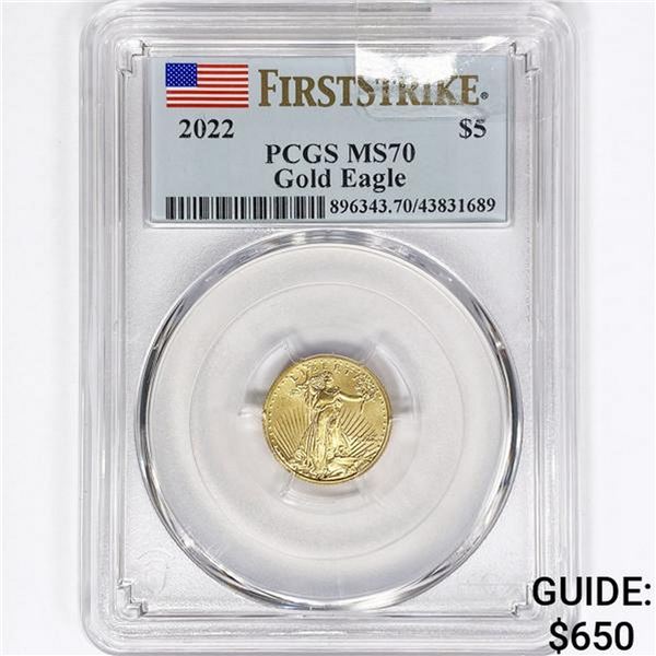 2022 $5 1/10oz American Gold Eagle PCGS MS70