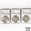 Image 1 : 1974 Set (3) Eisenhower Silver Dollars NGC MS65