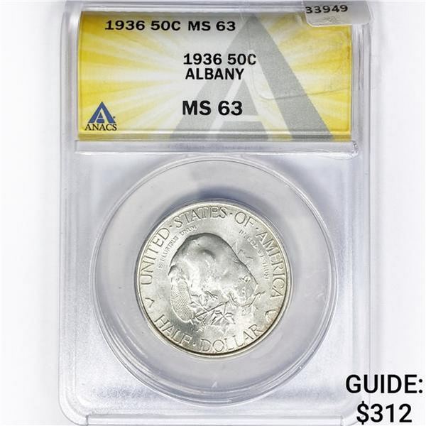 1936 Albany Half Dollar ANACS MS63