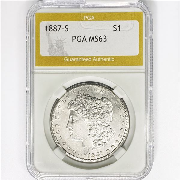 1887-S Morgan Silver Dollar PGA MS63