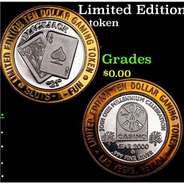 Limited Edition Silver $10 Las Vegas Gaminc and Casino Token Slots-A-Fun Grades