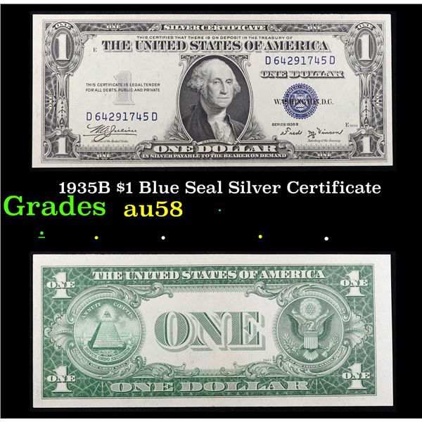 1935B $1 Blue Seal Silver Certificate Grades Choice AU/BU Slider