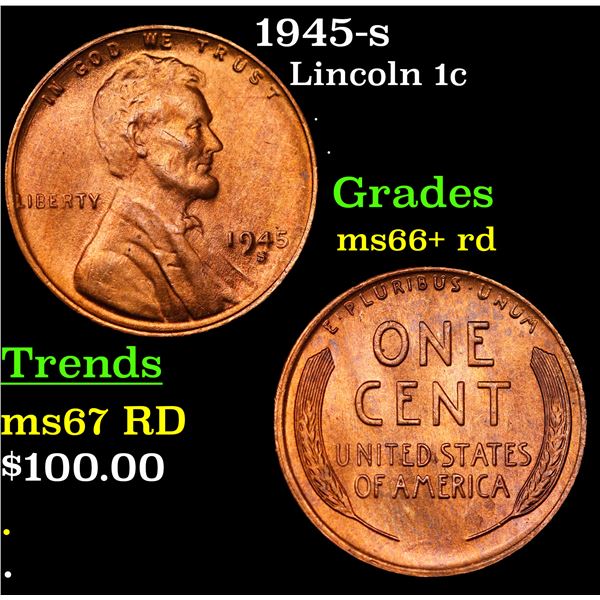 1945-s Lincoln Cent 1c Grades GEM++ RD