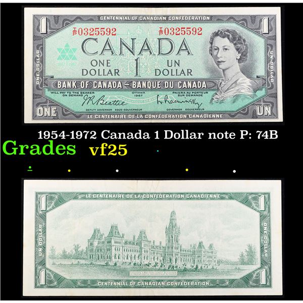 1954-1972 Canada 1 Dollar note P: 74B Grades vf+