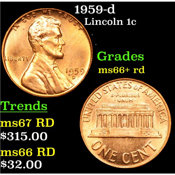 1959-d Lincoln Cent 1c Grades GEM++ RD