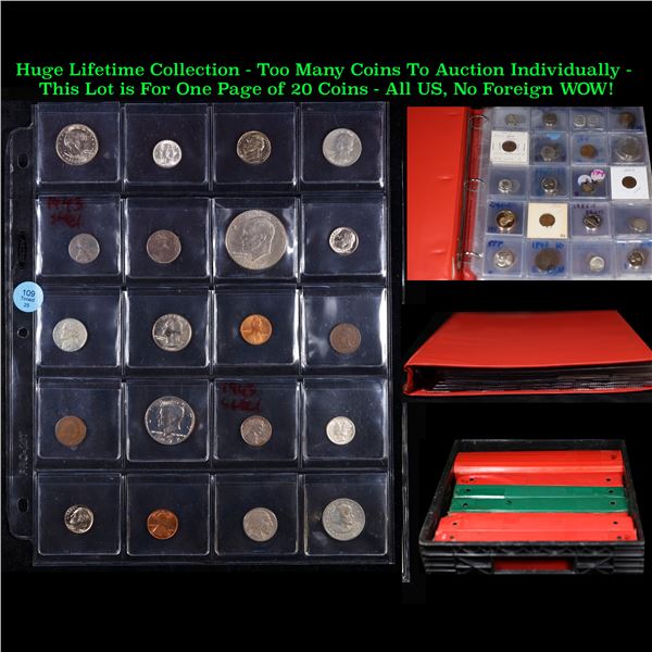 Huge Liifetime Collection - Too Many Coins To Auction Individually - This Lot is For One Page of 20 