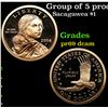 Image 1 : Proof Group of 5 proof Sacagawea Dollars $1 2000-2004 Grades GEM++ Proof Deep Cameo