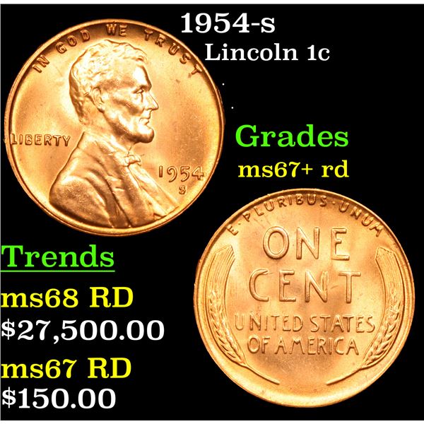 1954-s Lincoln Cent 1c Grades GEM++ RD