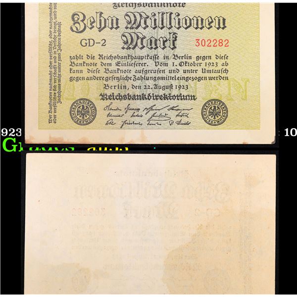 1923 Weimar Germany 10 Millionen Marks P: 106D Grades Select AU